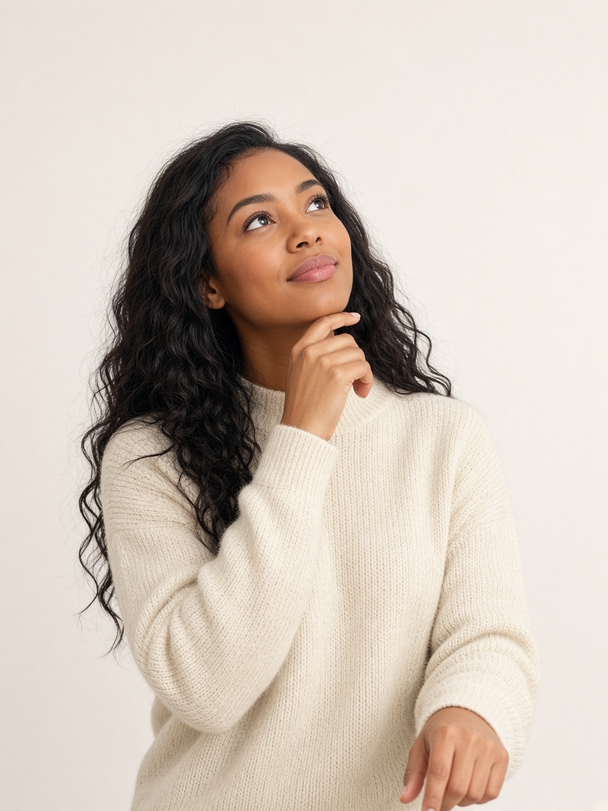A client thinking, then pointing to how debt review works